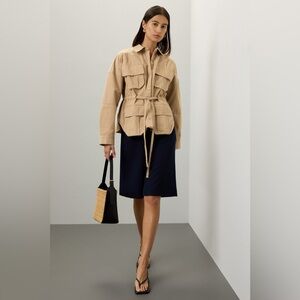 Marissa Webb Collective Dante Washed Canvas Cropped Utility Jacket - sz 6